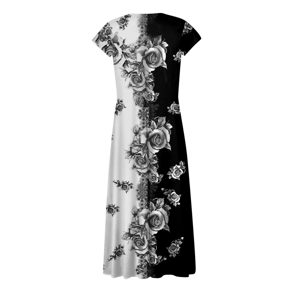 Rochie Lungă de Damă Rochie Maxi Rochie Casual Rochii din Voal Rochie Evazată Culoare Casual Matură În Aer Liber Dată Zilnică Rochie cu Volane și Mânecă Scurtă cu Decolteu în V