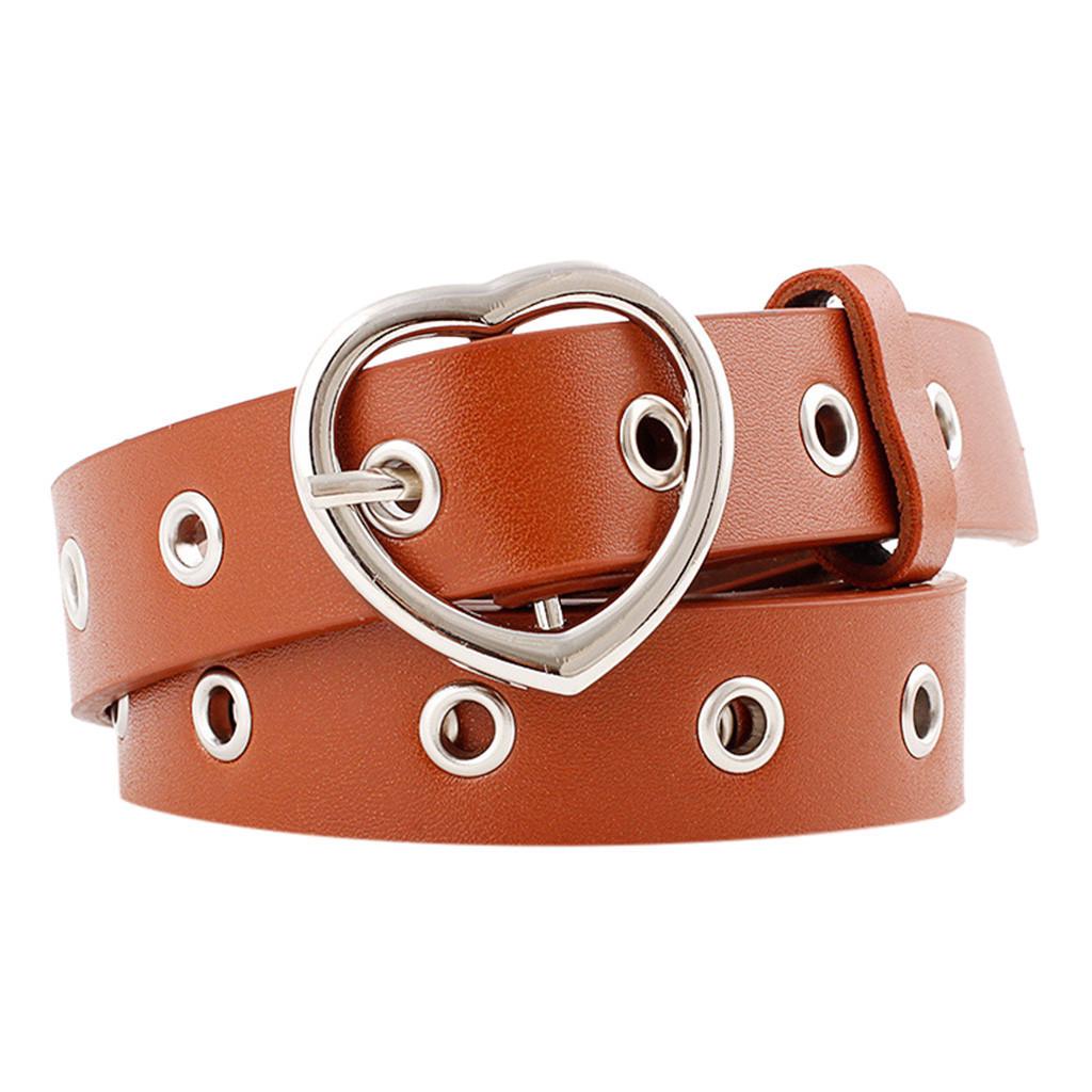 Women Ladies Vintage Heart Buckle Leisure Leather Belt Trouser Accessories