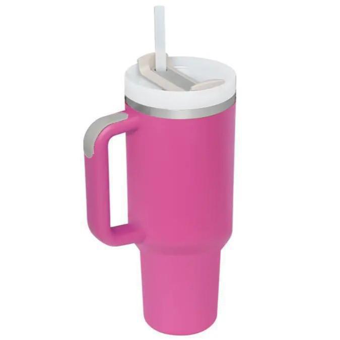 40oz Stainless Steel Insulated Travel Mug with Handle and Straw