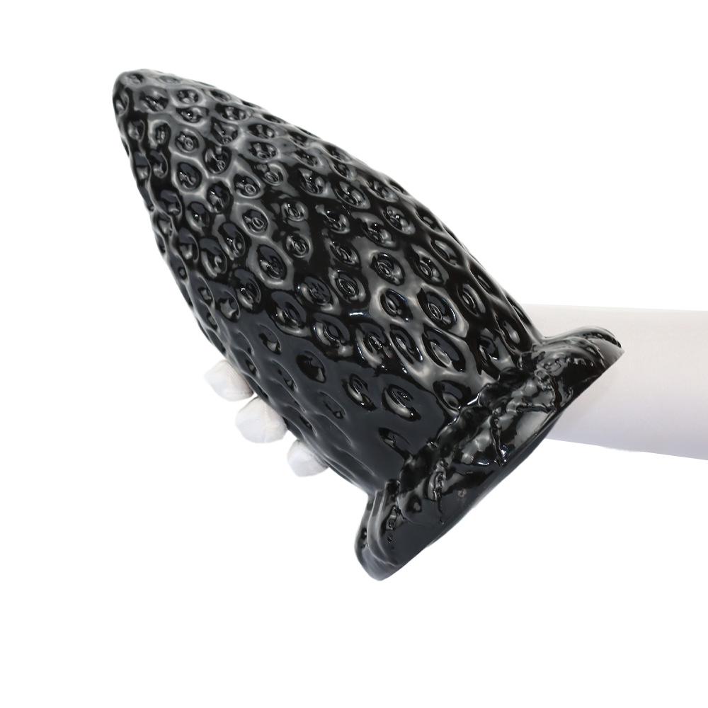Black 11cm Extra-Large Strawberry Anal Plug, Extra-Thick Male Toy