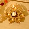 Peacock Diya Shape Decorative Urli Bowl for Home Decor with 5 Attached Oil Diyas for Floating Home Pooja Room (7 Inch)