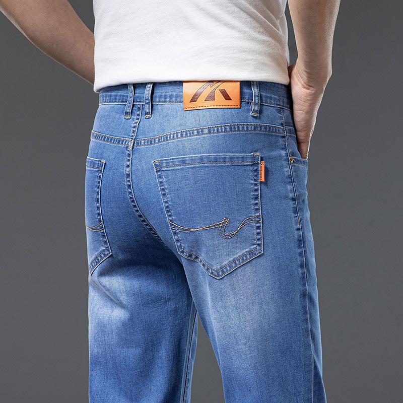 

Летние тонкие джинсы для мужчин светлые деловые маленькие прямые длинные 28