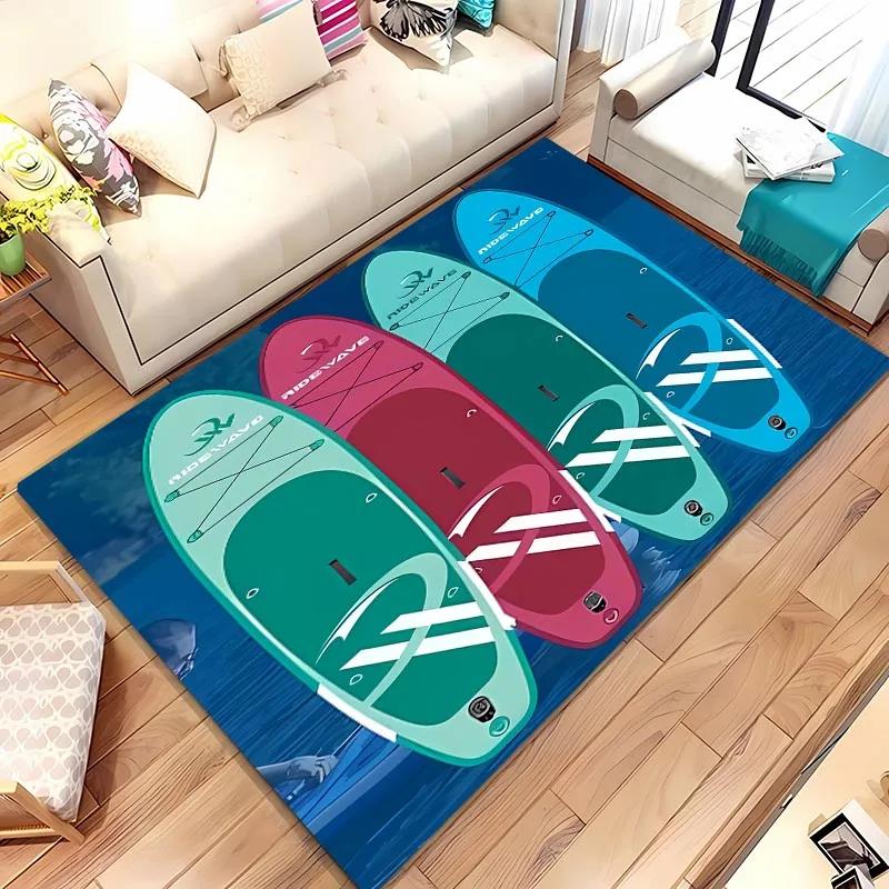 Surfboard Theme 3D Printing Large Area Carpet for Home Living Room Childrens Bedroom Mat Sofa Doormat  Floor Rug Anti-slip Decor