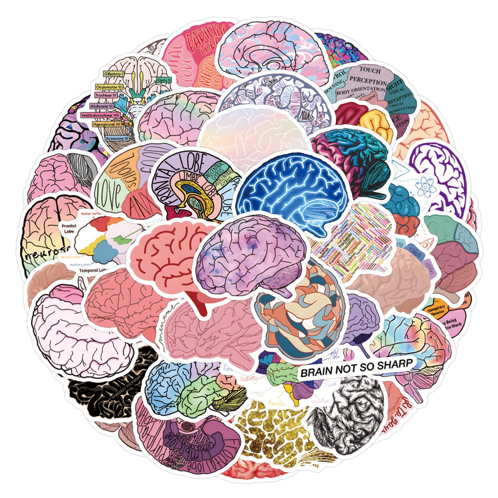 

55 New Brain Colorful Brain Stickers Personalized Decorative Suitcase Notebook Waterproof Stickers
