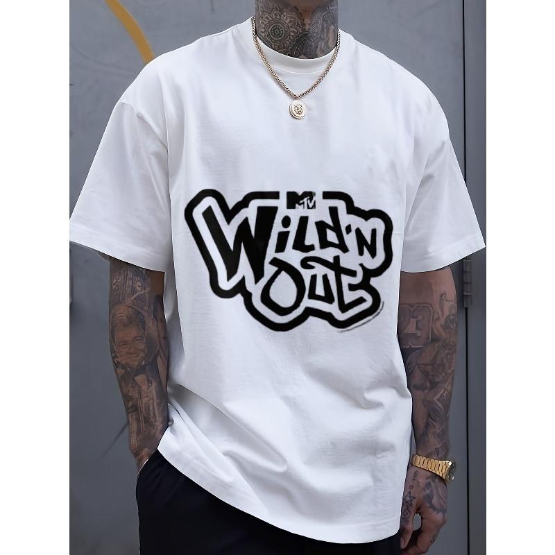 

European sizes Men s T-Shirt- Black with White Geometric Print, Breathable Stretch Fabric, Regular Fit Short Sleeve Casual Wear, Fashionable Design 4XL білий