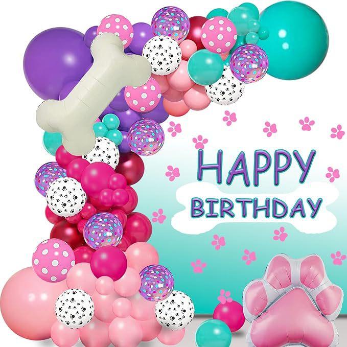 

Dog Patrol Pink Wreath Set Dog Paw Print Balloon Girl Birthday Party Dog Package Decoration Dog paw set