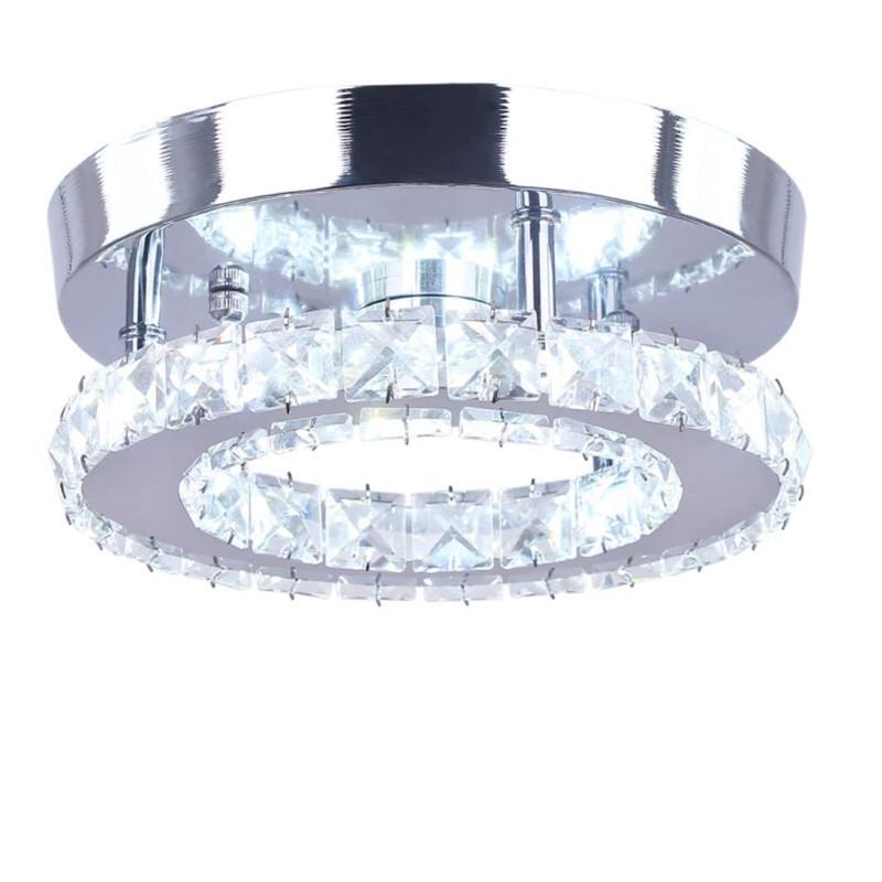Modern Minimalist LED Round Ceiling Light with K9 Crystal and Stainless Steel