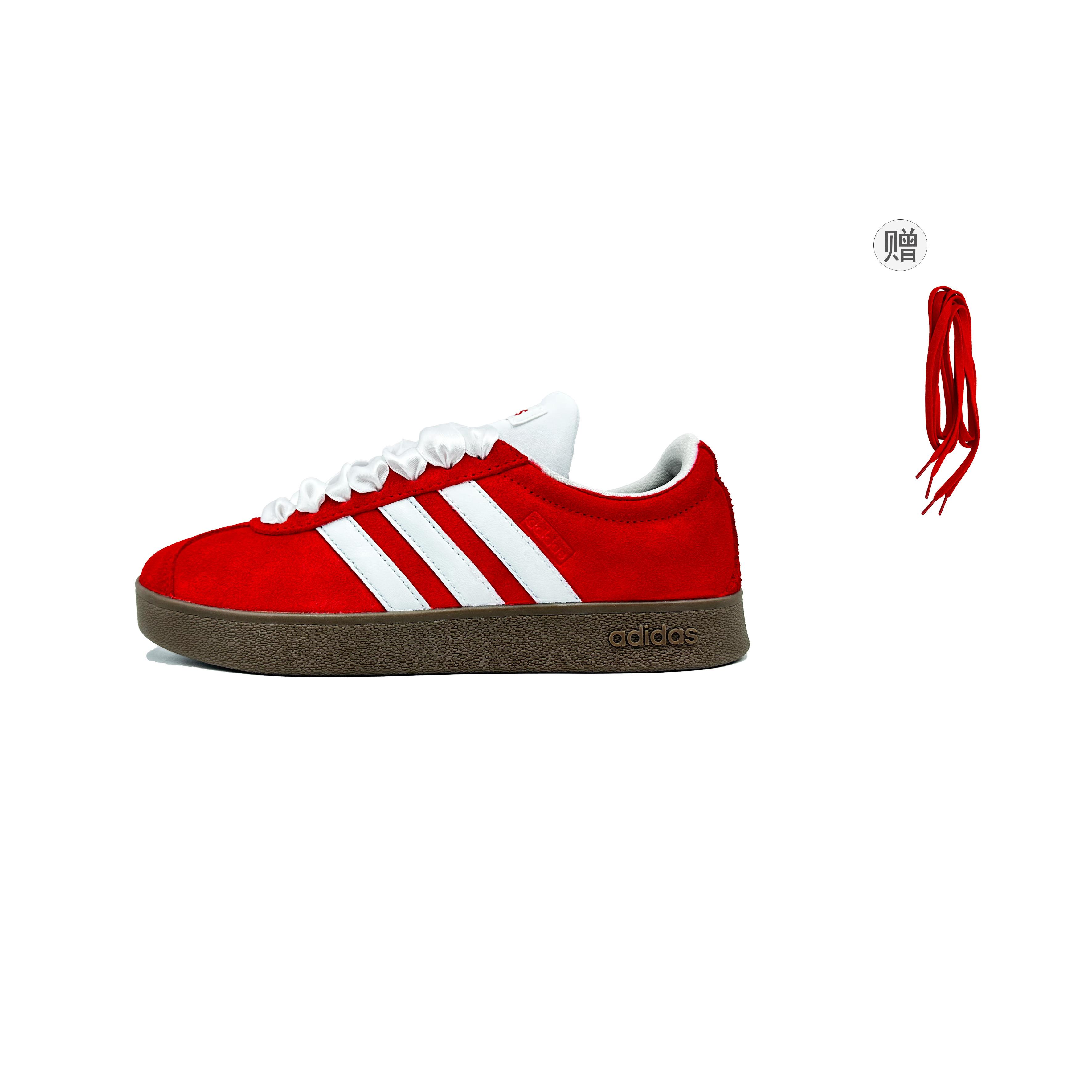 

Adidas VL COURT 2.0 YIMING Manufacturing, Fierce Love Ribbon Low top Skateboard Shoes Unisex Red White HQ1802(Team653-) 39⅓