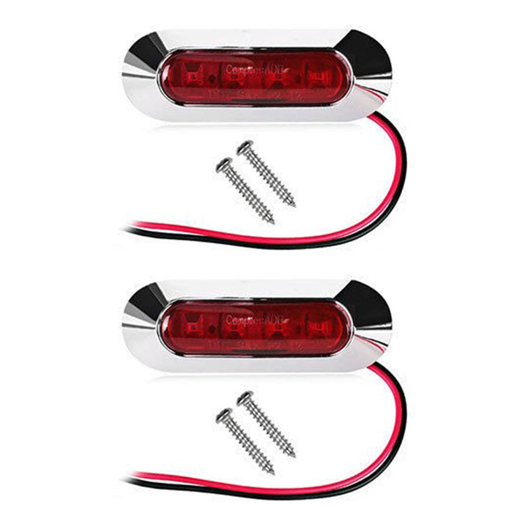 2 Pcs Amber 4 Patch 12/24V Tail Light Side Indicator Waterproof LED Marker Light Trailer Light Truck Side Light