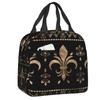 Custom Fleur-De-Lys Gold And Royal Blue Lunch Bag Men Women Cooler Thermal Insulated Lunch Box for Children School