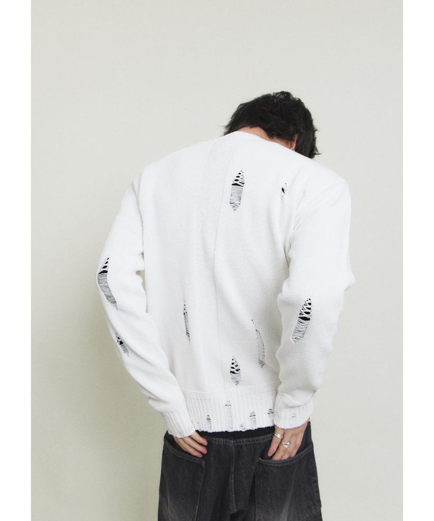 PARADIGMFILM [Ep.01] Damaged Japan Round Knit Zip-Up (Ivory)