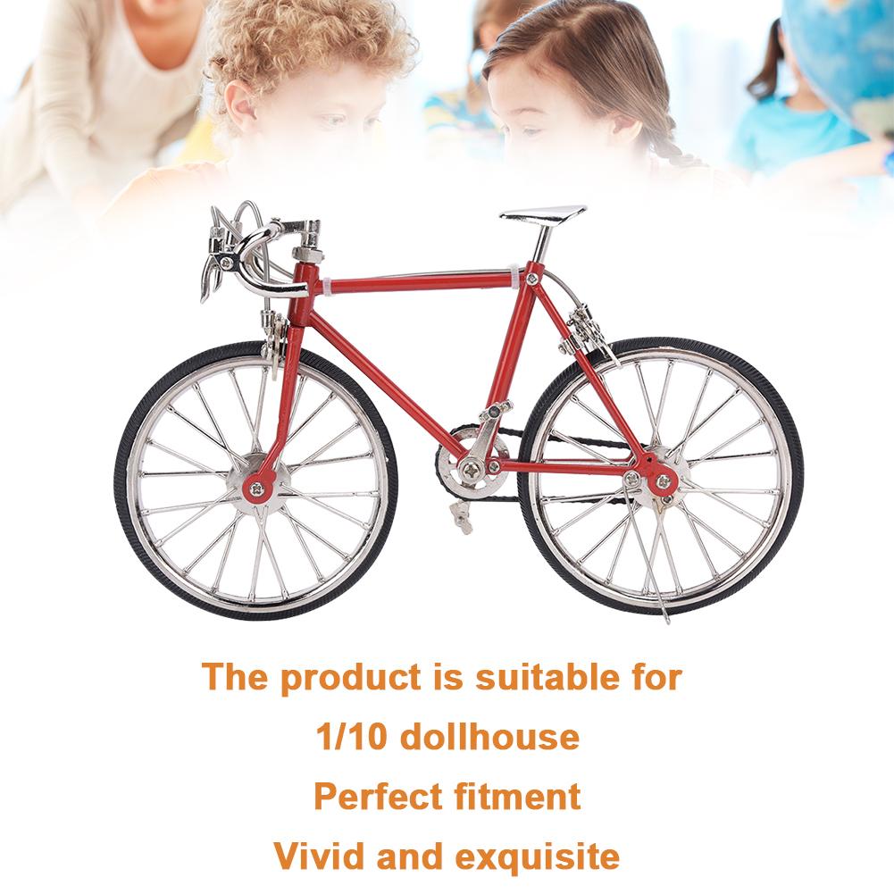1:10 Mini Dollhouse Bicycle Alloy Miniature Simulated Bike Vehicle Model Toy AccessoryRed