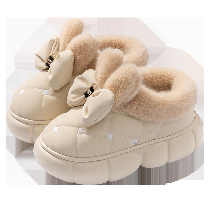 Damen 2025 Winter High-Top Schleifenstiefel: Indoor/Outdoor Rutschfest, Dicksohlig, Wasserdicht Baumwollschuhe