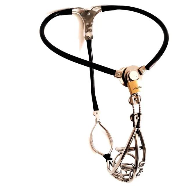 Manyjoy Männlicher unsichtbarer Keuschheitsgürtel aus Edelstahl, hohler Peniskäfig, Hülle, Anusloch, atmungsaktives Höschen, BDSM, Sexspielzeug für Männer