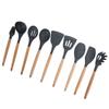 9Pcs Set Silicone Kitchenware Kit NonStick Cooking Utensils Baking Tool with Wooden Handle