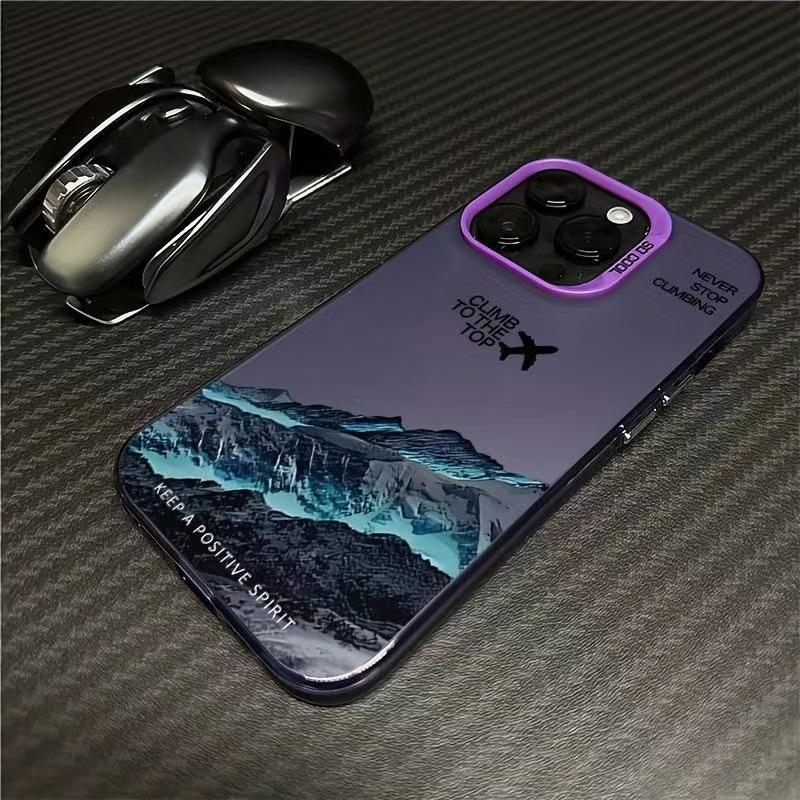 Trendy Airplane and Mountain-shaped Phone Case Suitable for Apple iPhone 17 Pro Max, iPhone 16 Pro, and iPhone 15/14 Pro.