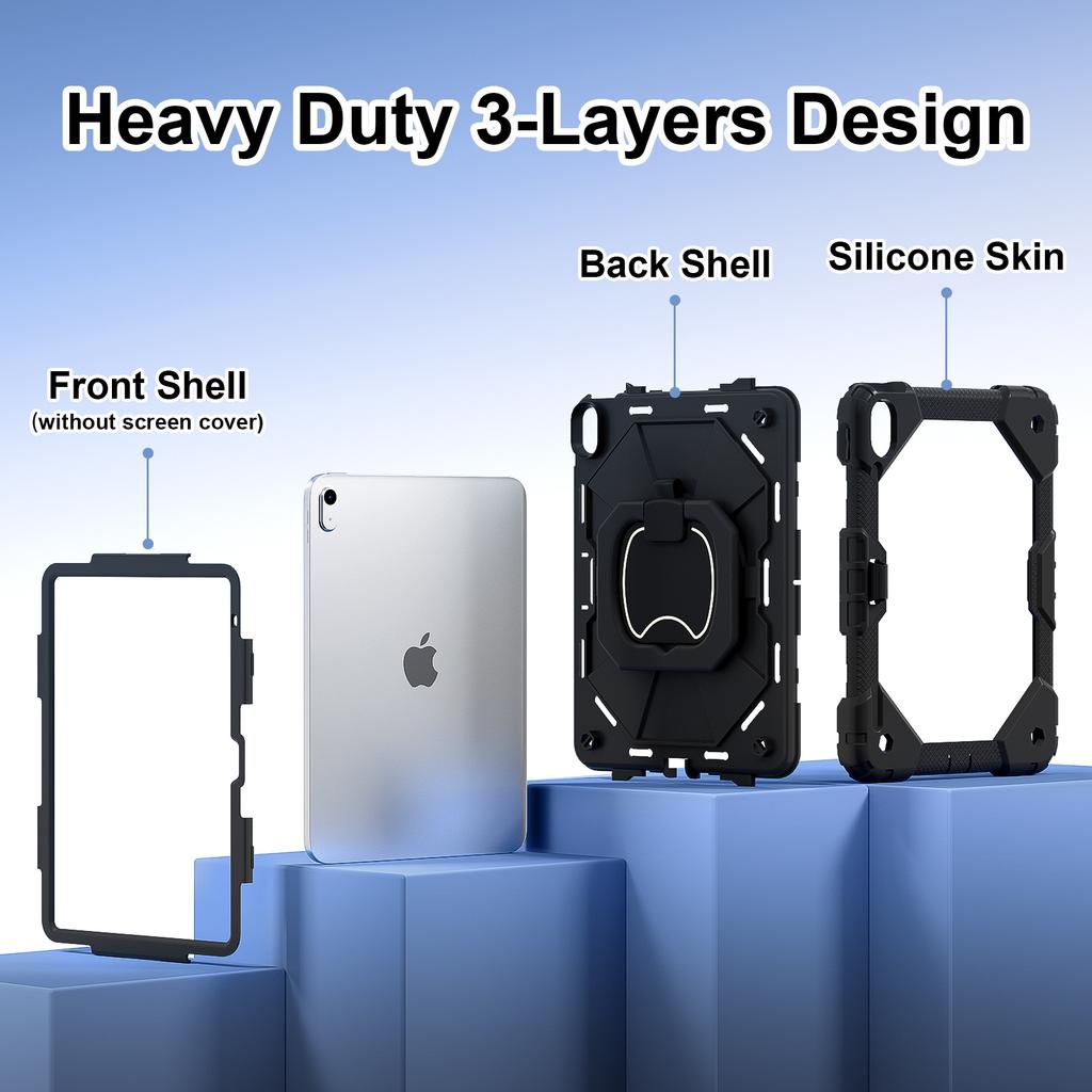 Stand Case Universal For iPad 2025 (A16) 11th 10.9 2022 10th Gen A3355 A3356 A2757 A2777 A2696 Rotating Handle Grip Cover Strap
