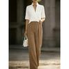 TIFICY Women's Fashion Casual Solid Color Print High Waist Trousers Pants & Capris