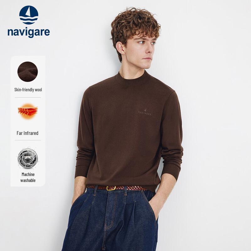 

Navigare Men s Wool Blend Machine Washable Crew Neck Sweater M