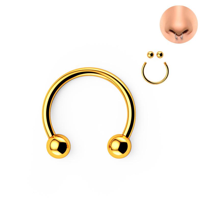 Stainless Steel C-Shaped Horseshoe Nose Ring and Stud Earrings for Body Piercing