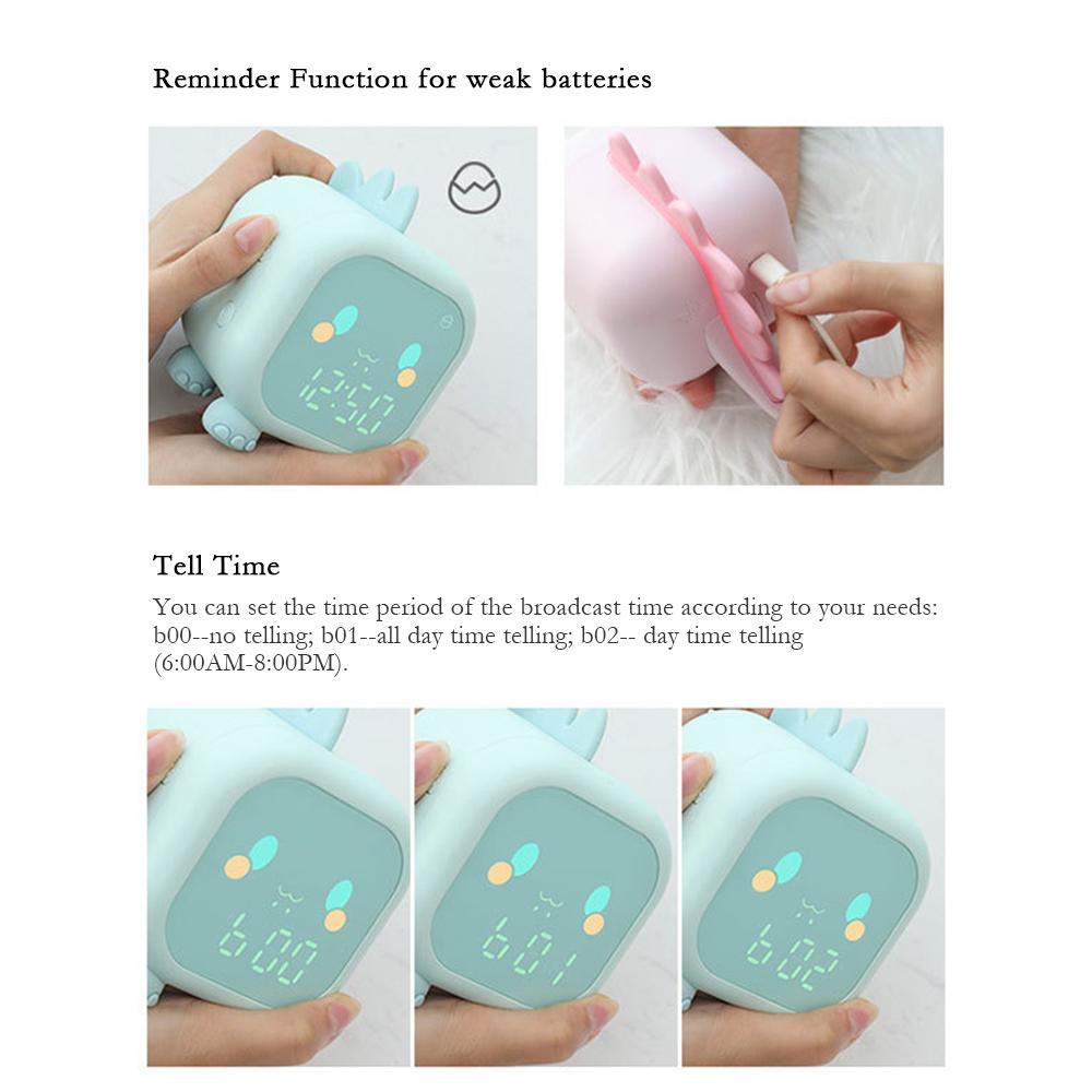 Kids Digital Alarm Clock Rechargeable Night Lights Sleep Trainier Time Temperature Display Sound Control Snoozing Function