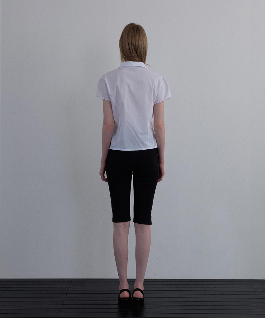 Unessin Asymmetrical Shirred Blouse_Ivory