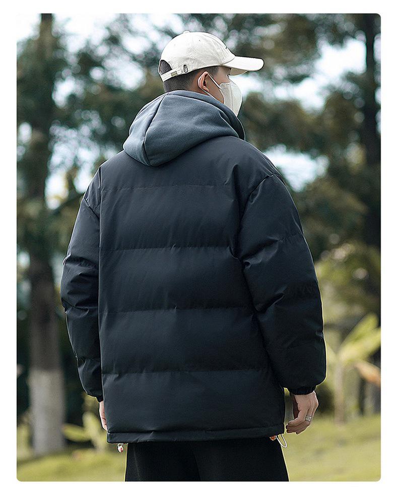 Unisex Autumn-Winter Hooded Puffer Jacket: Cozy Hong Kong Style Two-Piece Look