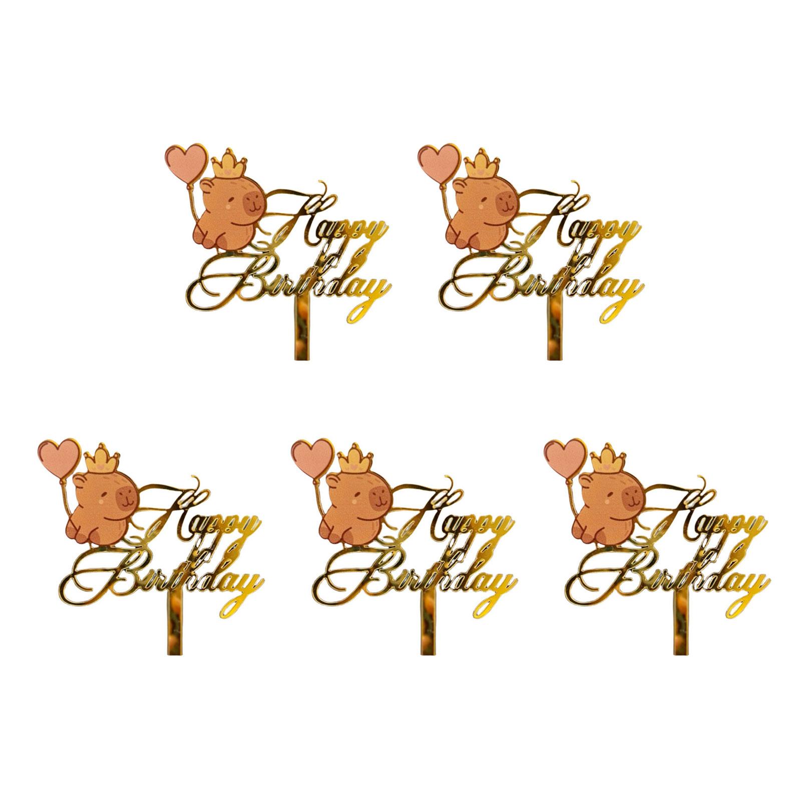 

5 шт. Акриловый топпер для торта Капибара, украшения для кексов, мультяшное животное, украшение для вечеринки по случаю дня рождения для детей и взрослых, долговечный 2