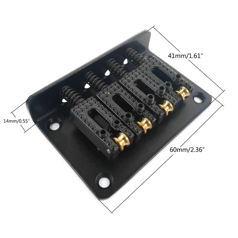 60mm Top Load Tailpiece Guitar Roller Saddle Bridge Hardtail with Screws & Wrench 4 String Guitar Bass Replacement Parts