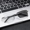 Business Rimless Progressive Multifocal Reading Glasses Men Women Photochromic Presbyopia Anti-Blue Light Eyewear