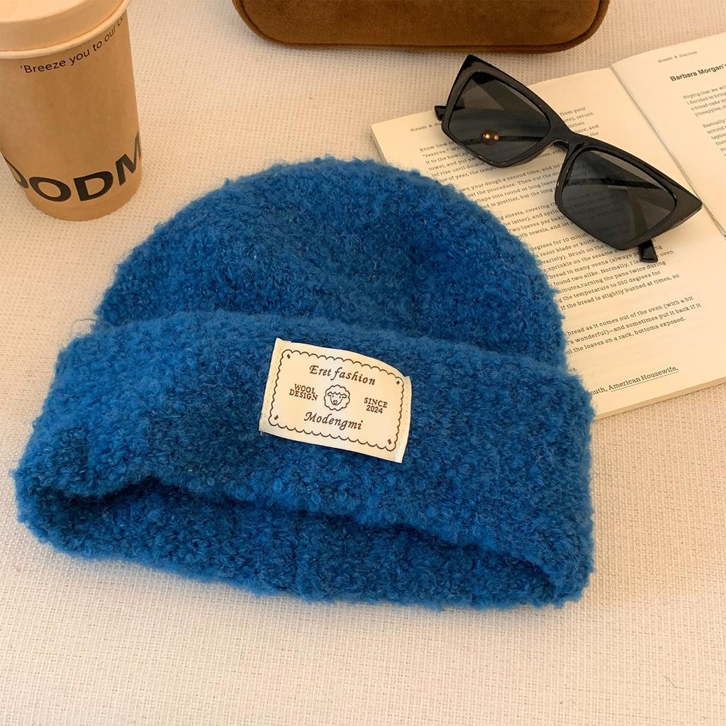 Tissu Patchwork bonnet tricoté rouge pour enfants bonnet d'hiver épaissi chaud froid montrant un petit visage atmosphère protection oreilles bonnet en laine