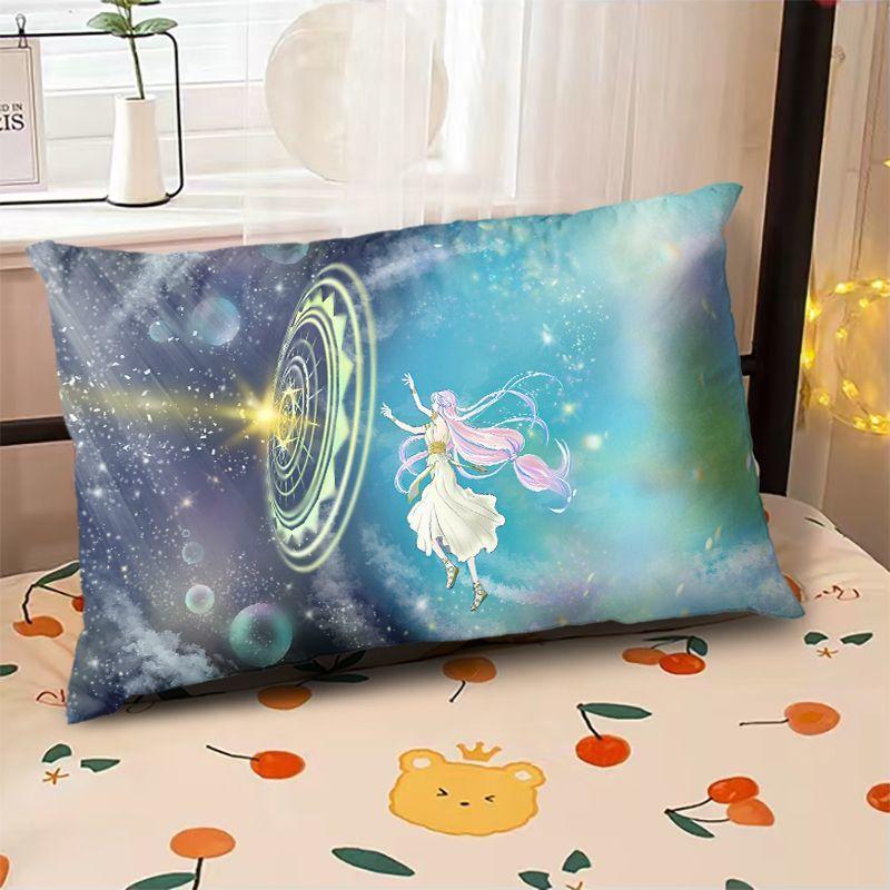 Starry Sky Sunset Sea Pillow,2D Night Scene Pillow Core and Case Set,Aesthetic Pillow for Student Dormitory