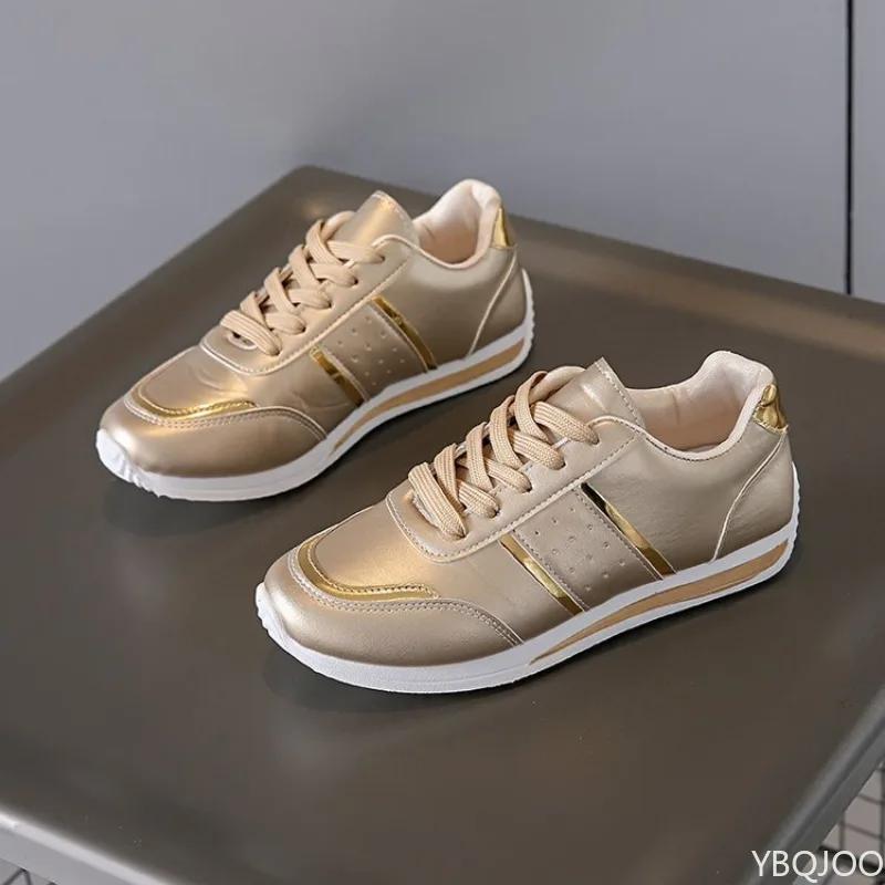 Fashion Large Size Women Sports Shoes Spring Autumn New Style Lace Up Color Blocking Lightweight Running Casual Vulcanized Single Shoes