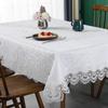 Battilo Lace Embroidery Tablecloth White Floral Rectangle Table Cloth Waterproof Table Cover For Dining Table Wedding Party Home