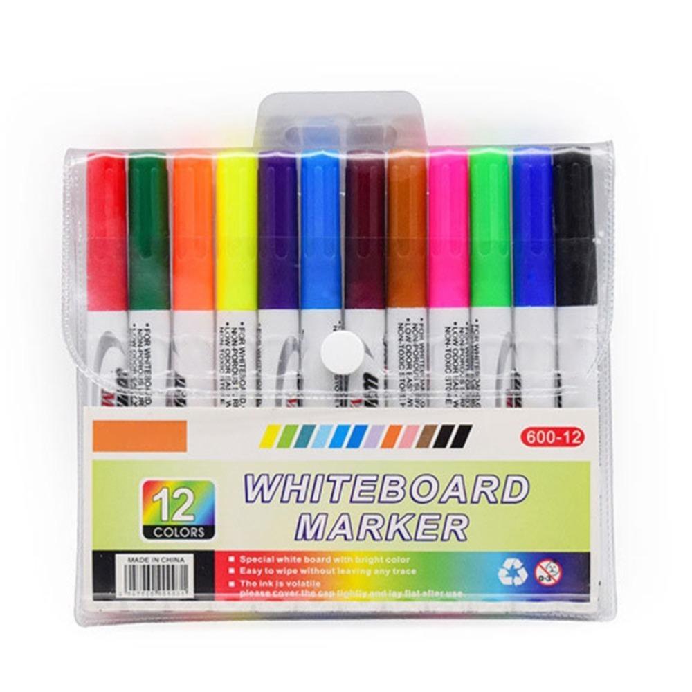 12PCS Water-based Ink Water Floating Markers Erasable Water-based Markers  Whiteboard Writing Water Painting Pen