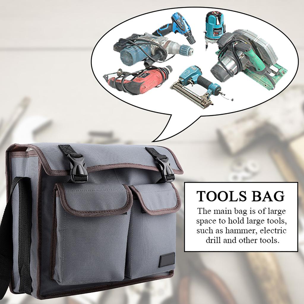 Thickened Oxford Cloth Tools Shoulder Bag Holder Organizer for Electrician Repairman (Gray)