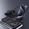 For iPhone 15 Pro Max Magnetic Bumper Case Frameless Rotary Kickstand Metal Phone Cover