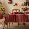 Christmas Red Tablecloth Tree Bell Deer Tassel Waterproof Decorative Table Cover