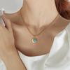 Simple Stainless Steel Round Irregular Turquoise Pendant Style Fashion Titanium Steel Necklace Women