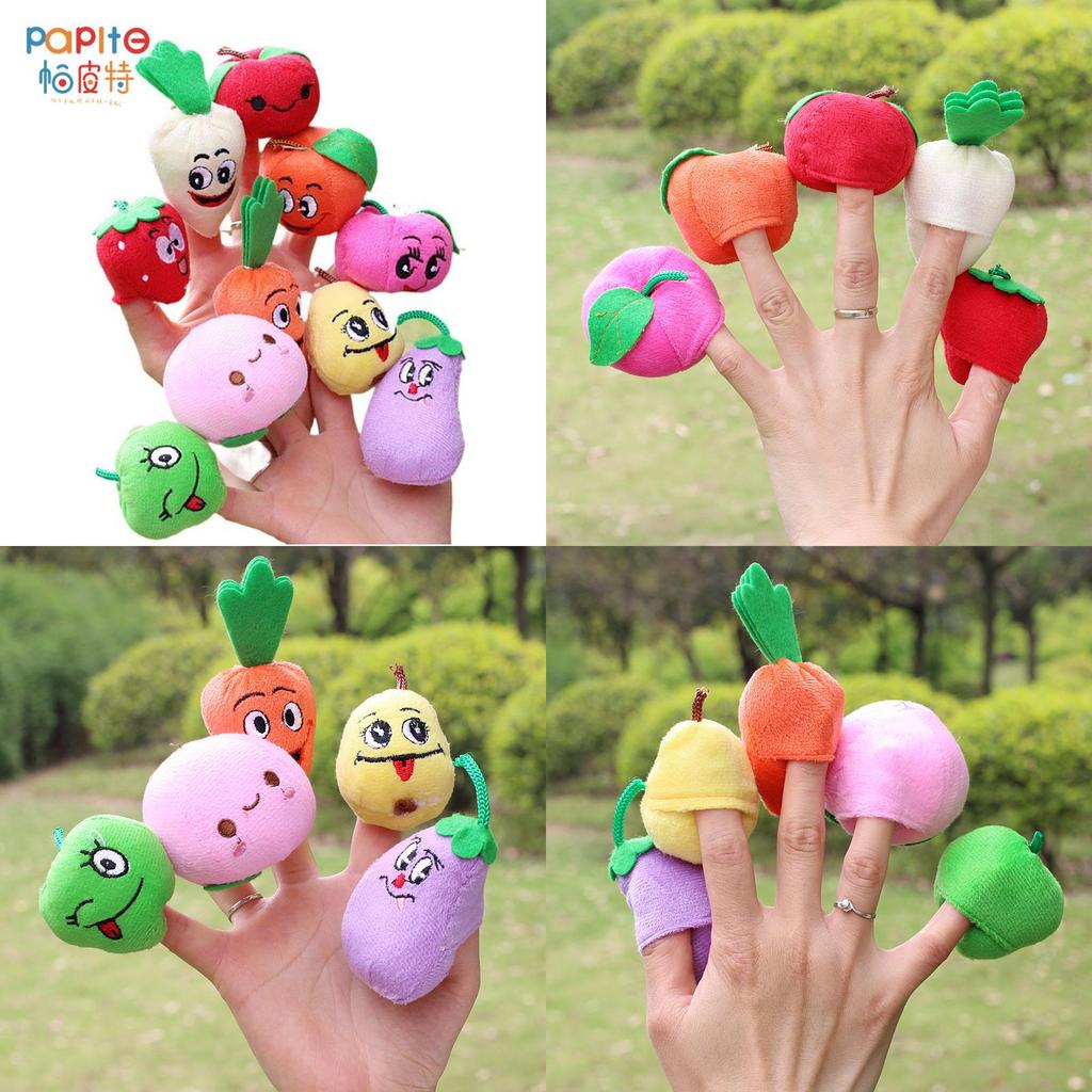 Apple Plush Finger Puppet Set With Pp Cotton Filling For Kids Educational Play Special Characters Included