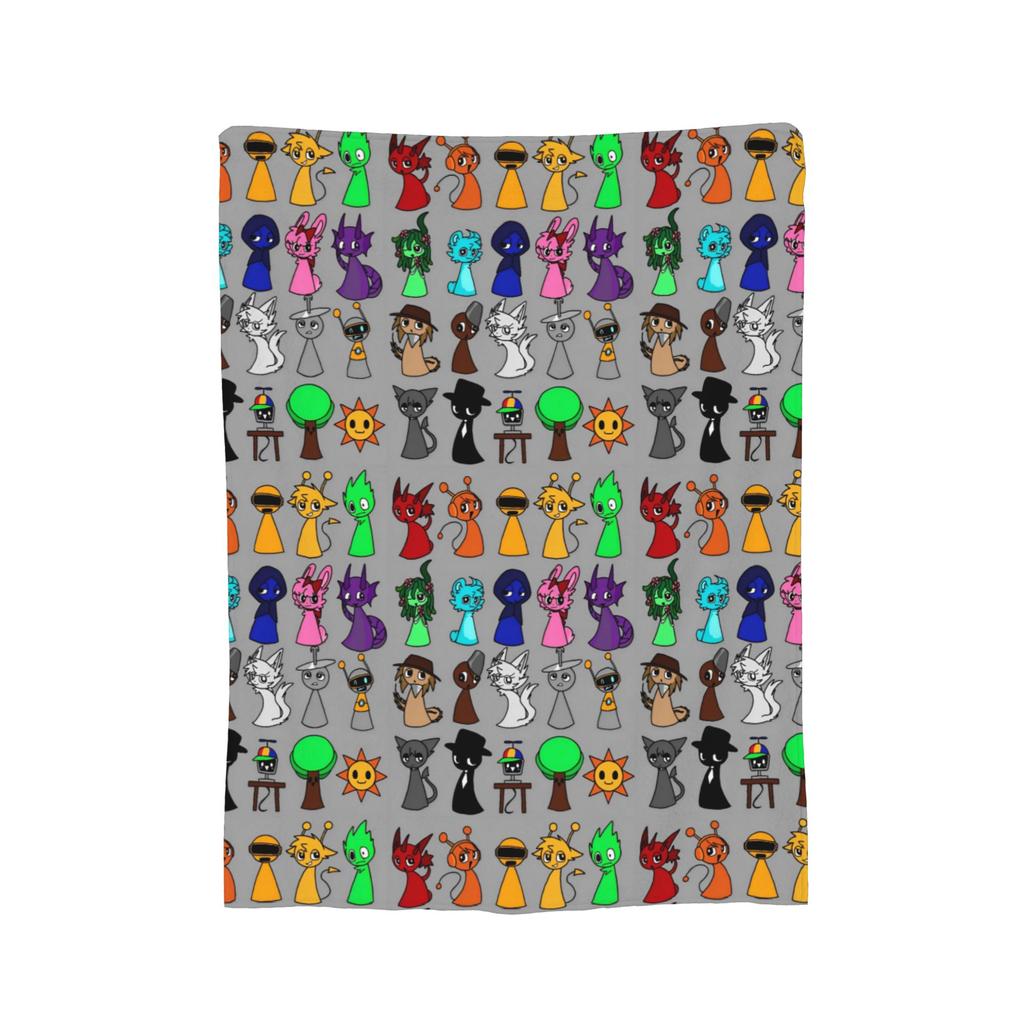 Sprunki Spiel-Flanelldecke, originelle Kuscheldecke für Zuhause, Hotel, Sofa, 125 x 100 cm, flauschig, dünn, Steppdecke