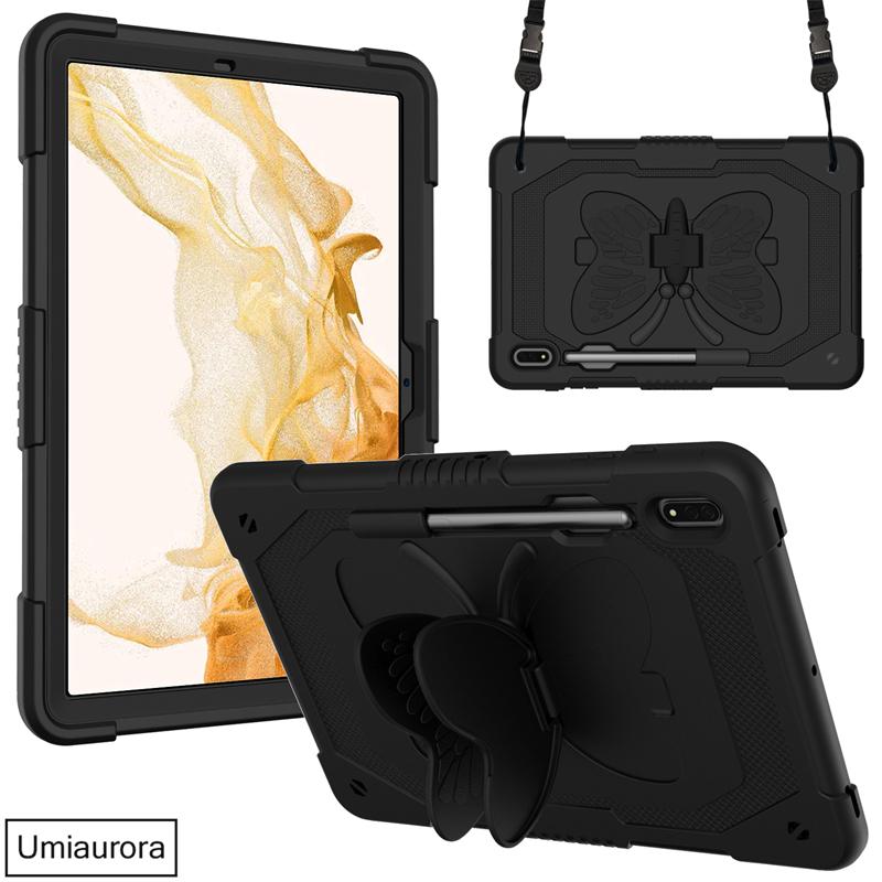 For Samsung Tab S7+ S8+ S9 FE+ S10 Plus 12.4 inch SM-X820 SM-X610 X510 X710 Stand Butterfly Tablet Case Shockproof Rugged Cover