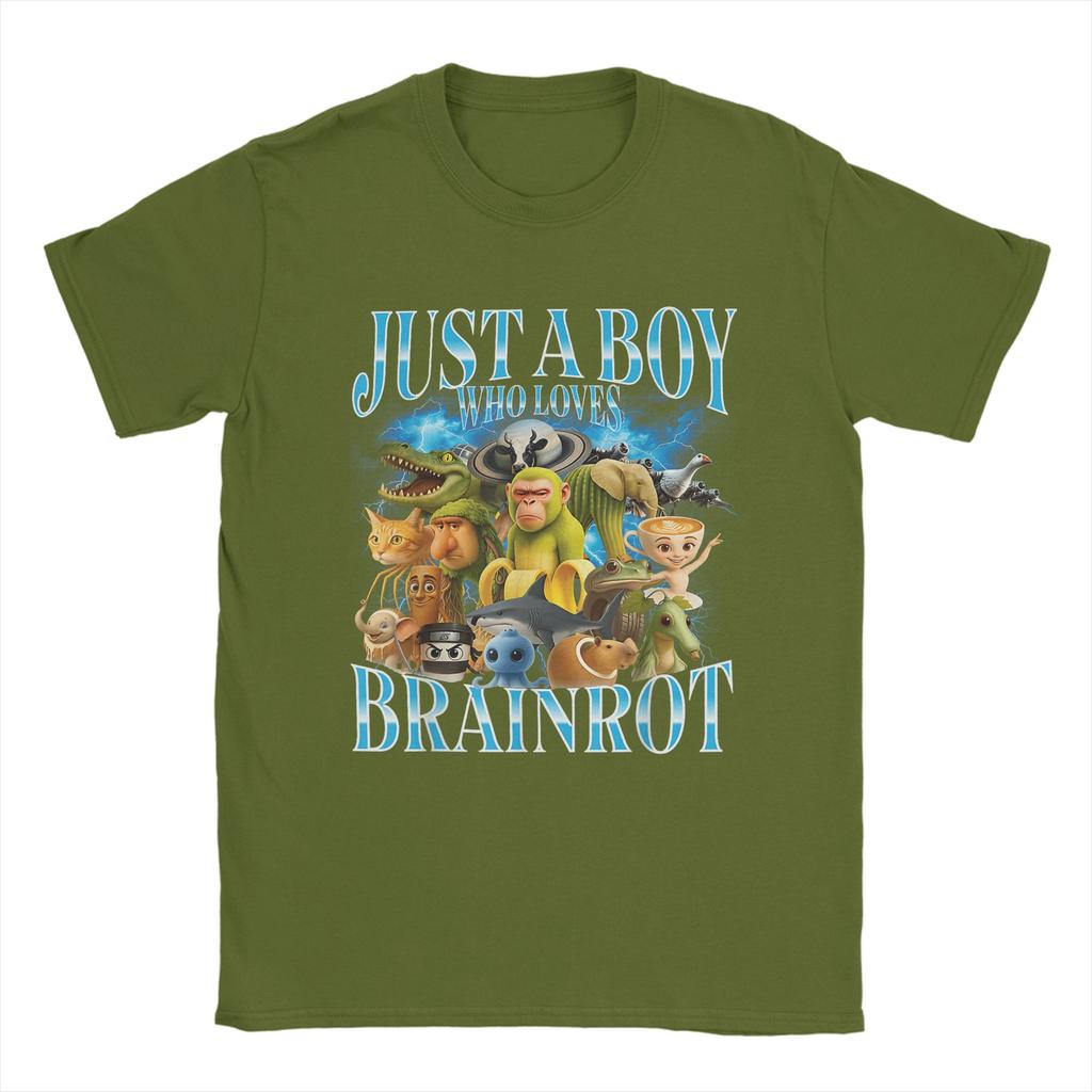 Unisex Just A Boy Who Loves Italian Brainrot T Shirt Cotton Tops Funny Short Sleeve Round Neck Tees Classic TShirts
