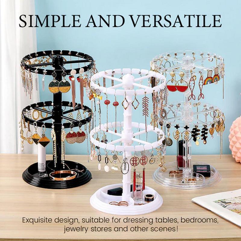 Earring Display 2 layers Earring Storage Rack 360 Degree Rotating Display Rack Rotating Jewelry Display Rack Home Organization