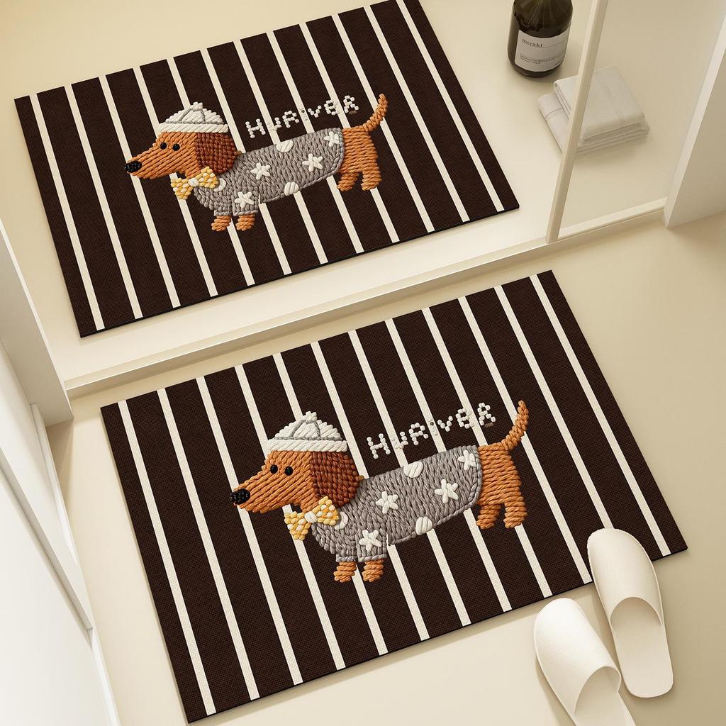 Cartoon Cute Quick-Dry Non-Slip Bathroom Mat - Absorbent, Dirt-Resistant, Easy-to-Clean Diatomaceous Earth Design.
