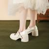 New Fashion Women Mid Heel Pumps 2024 New Women Shoes Classic Black Thick Heel High Heels Shoes for Work Ladies Shoes