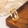Women'S 18K Gold Plated Double Layer Star Adjustable Ring, Sparkling Cubic Zirconia & Solid Star Open Band, Hypoallergenic Nicke