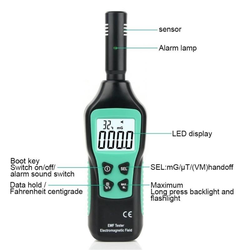 Radiation Monitor Tester with Alarm Temperature Measurement Radio Frequency Detector Electromagnetic Radiation Detector