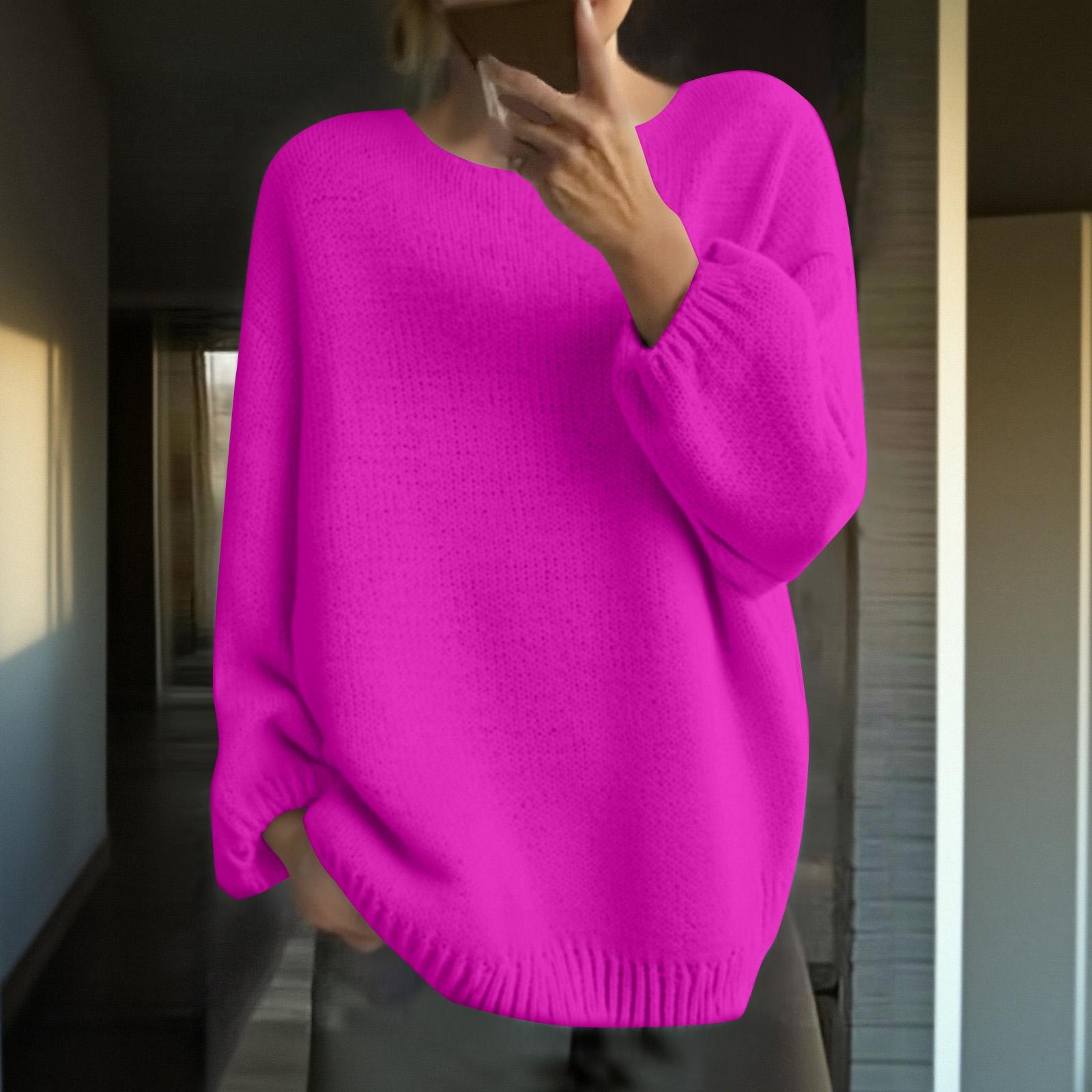 

Женский Свободный Зимний Вязаный Модный Повседневный Пуловер M фиолетовый