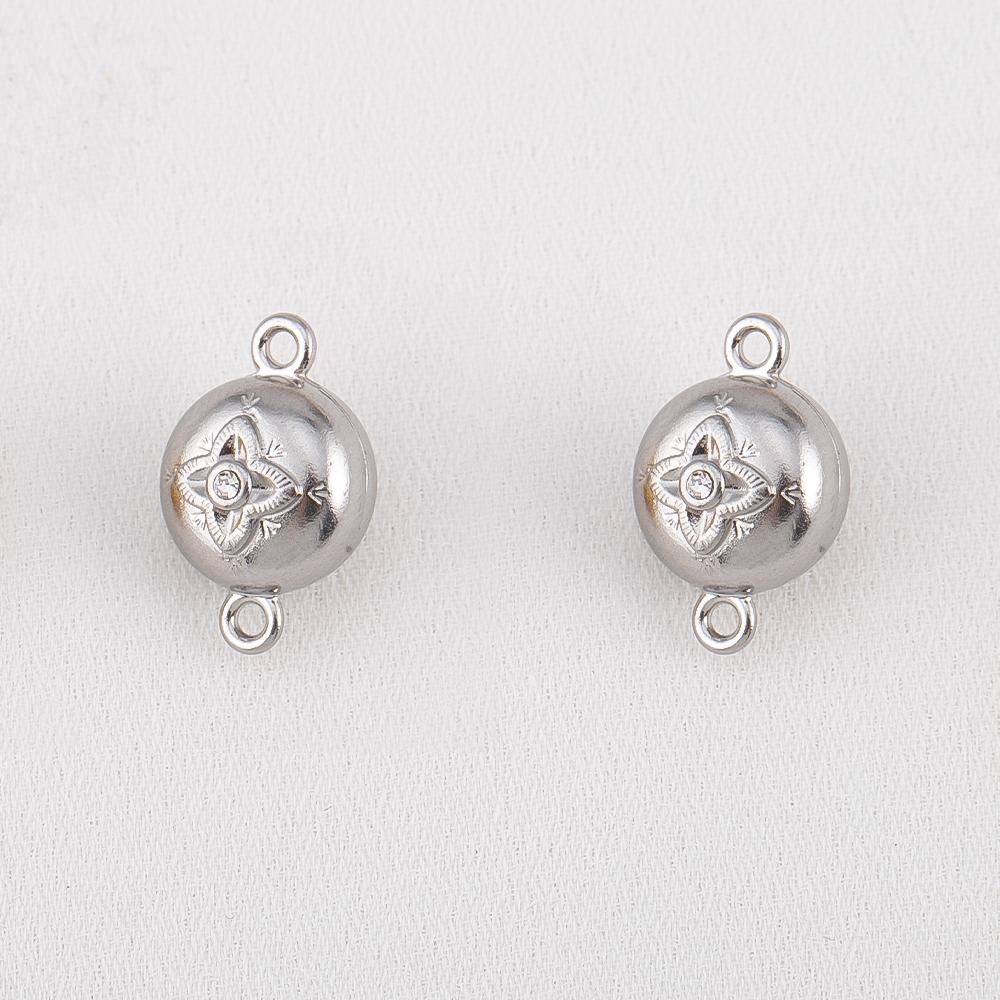 1Set Magnetic Buckle Stainless Steel Round Heart Clasp Flower Connector Bracelet Necklaces Jewelry Making DIY End Converter